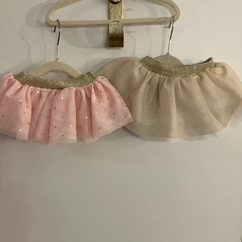 Cat & Jack Glittery Pink and Cream Tulle Skirts